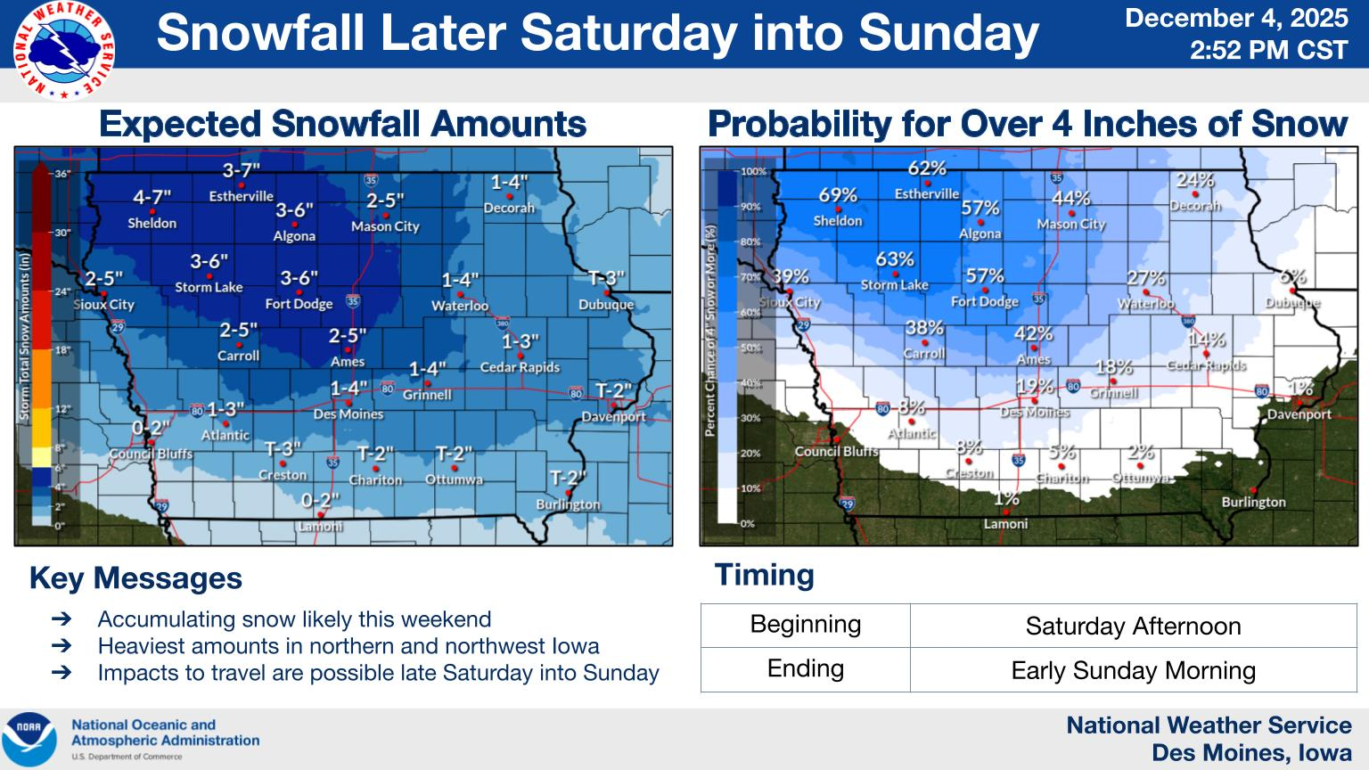 Accumulating Snow Expected Across Iowa Saturday Into Sunday