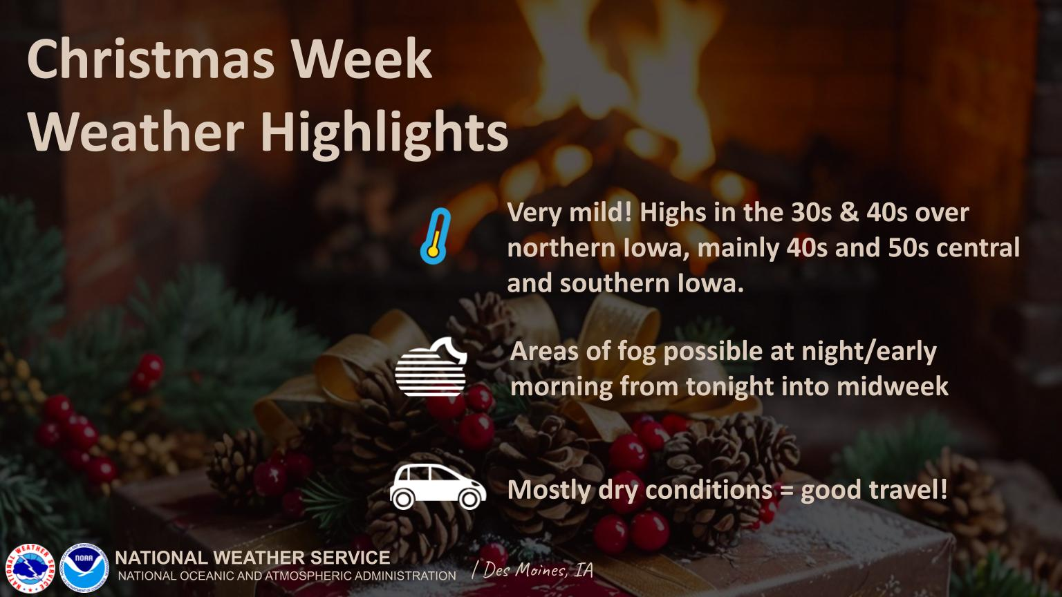 Mild Christmas Week Weather to Melt Snowpack Across Northern Iowa