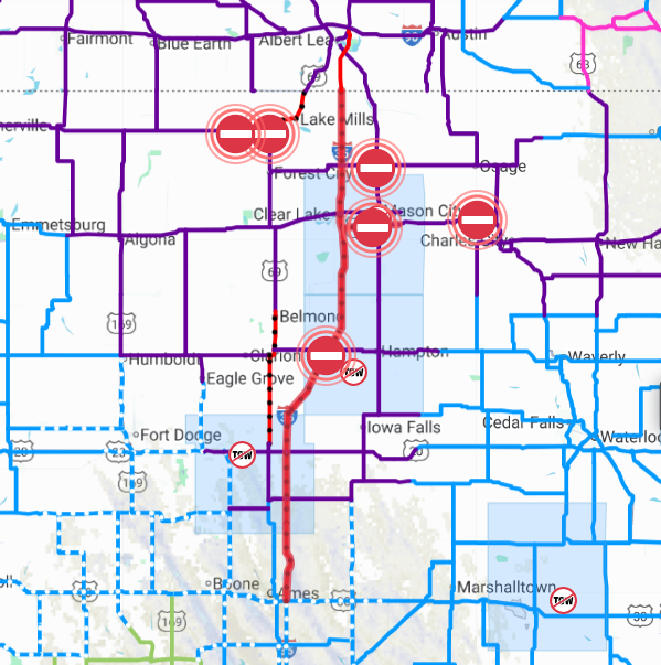 Blizzard shuts down I-35 from Ames to Clear Lake; snow squalls add to dangerous travel