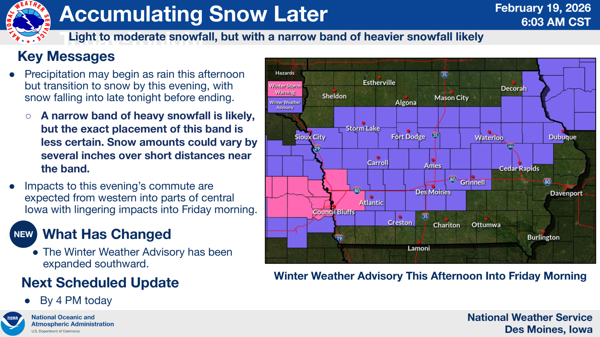 Winter Weather Advisory Issued for North Iowa; Narrow Band of Heavier Snow Possible Tonight