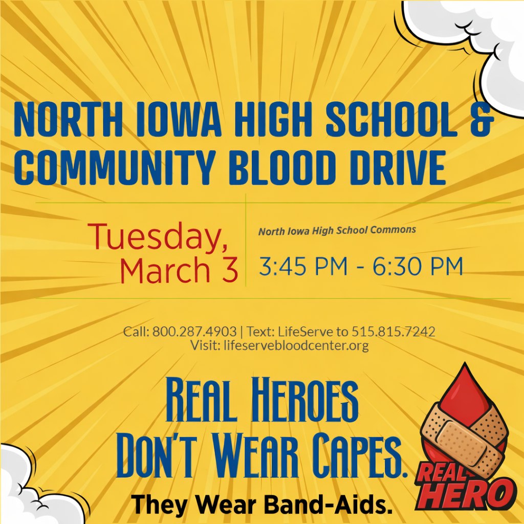 North Iowa High School to Host Community Blood Drive March 3