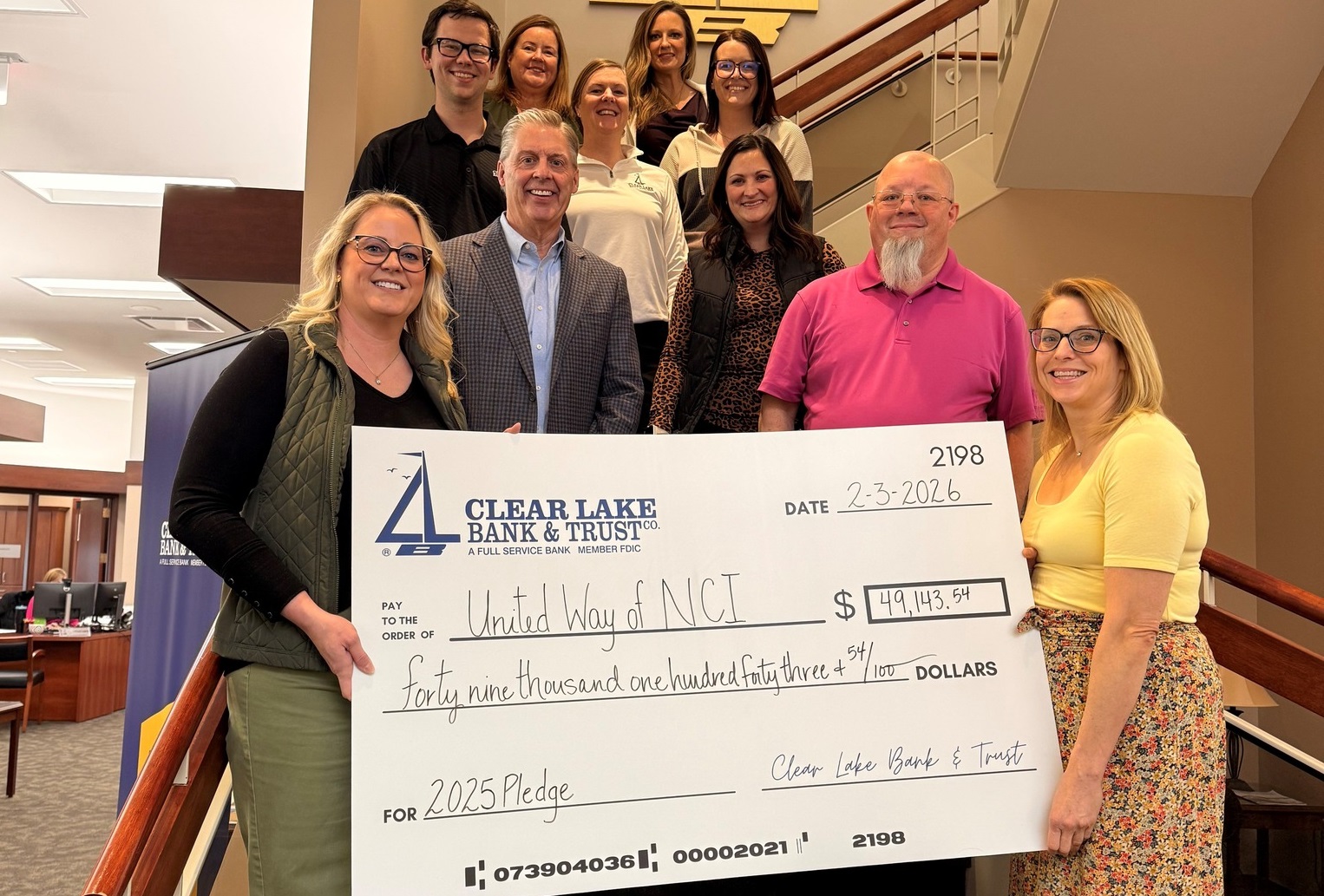Clear Lake Bank & Trust Raises Nearly $50,000 for United Way of North Central Iowa