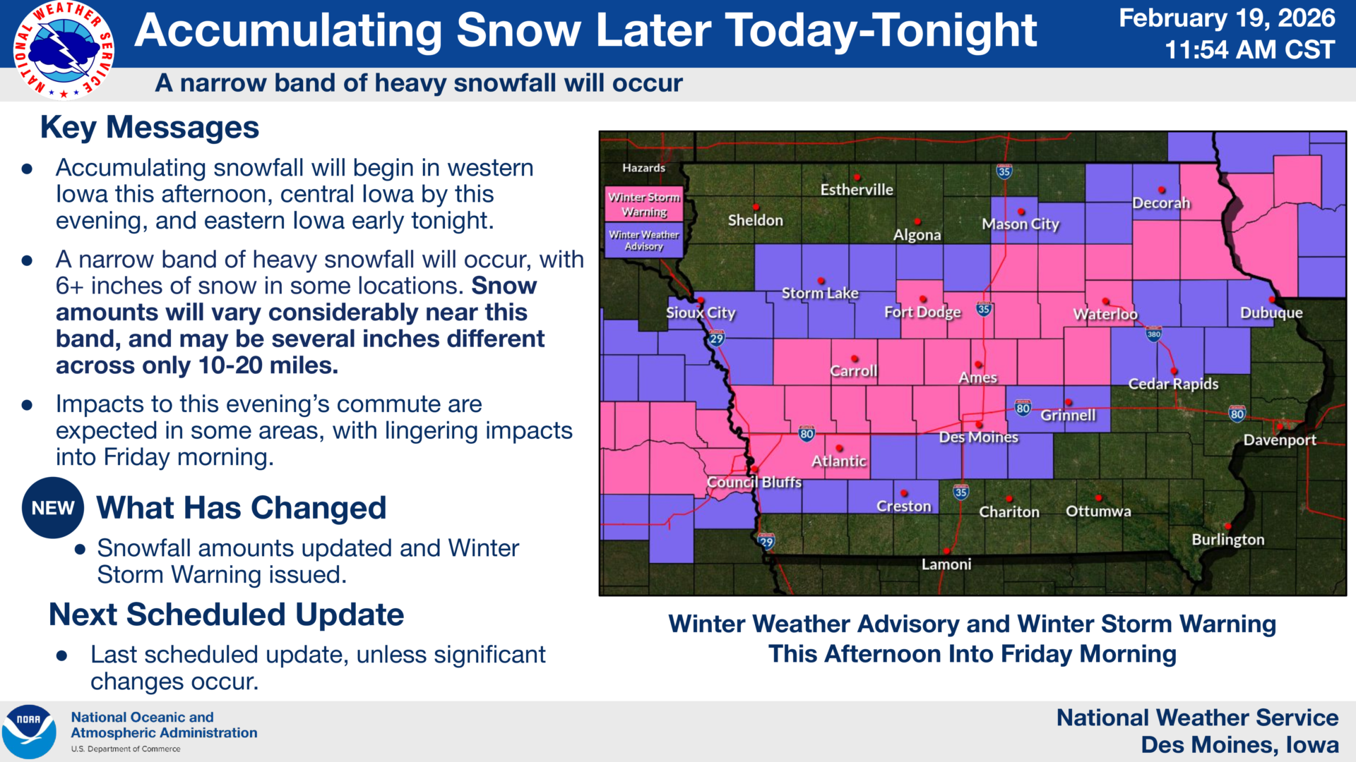 Heavy Snow Band to Impact Iowa This Afternoon Through Early Friday
