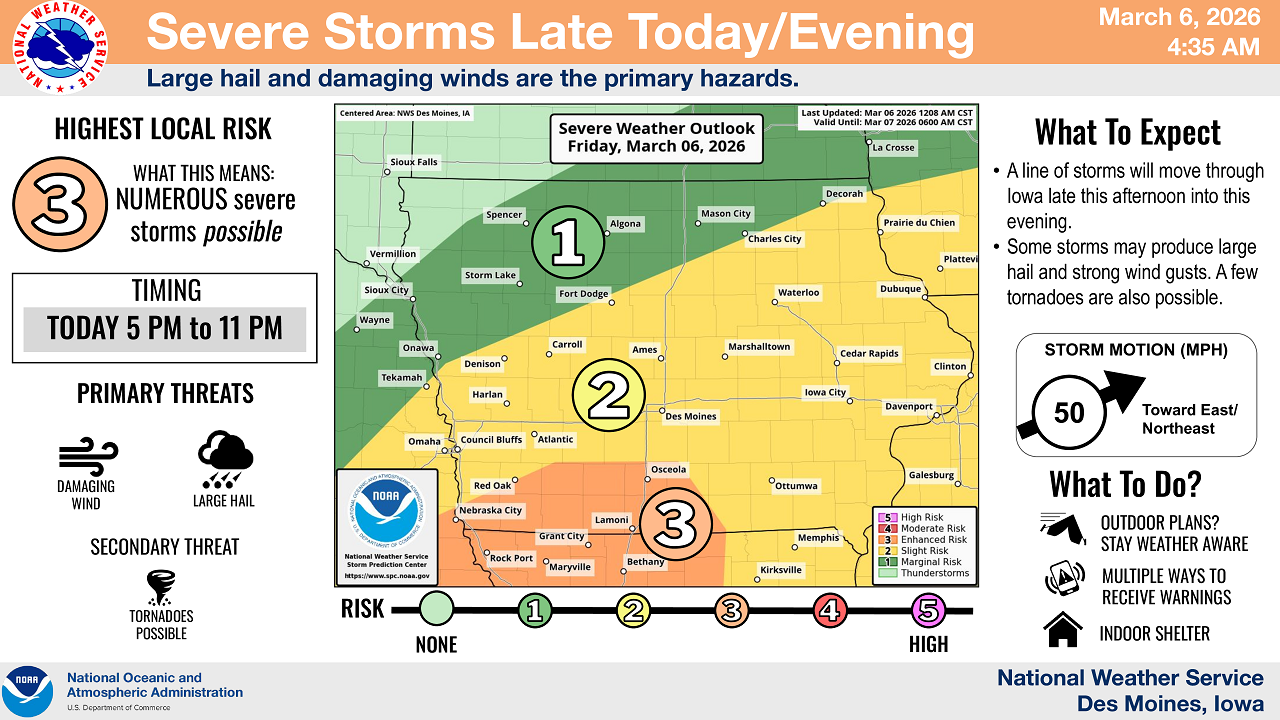 ⚡Severe Storms Possible Across Iowa Late Today and Tonight⚡